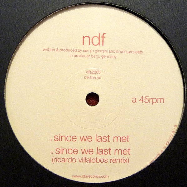 Ndf – Since We Last Met (Ricardo Villalobos Remix inc.)