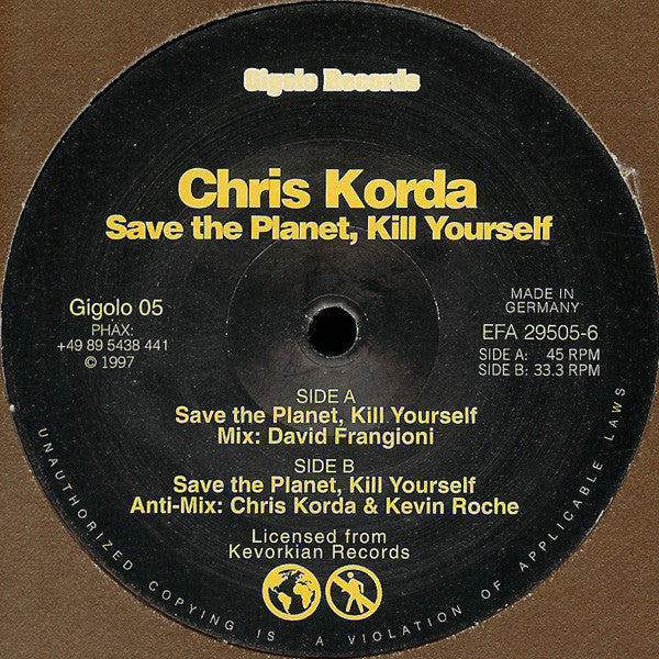 Chris Korda – Save The Planet, Kill Yourself