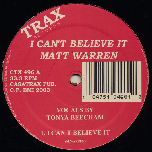 Matt Warren – I Can't Believe It