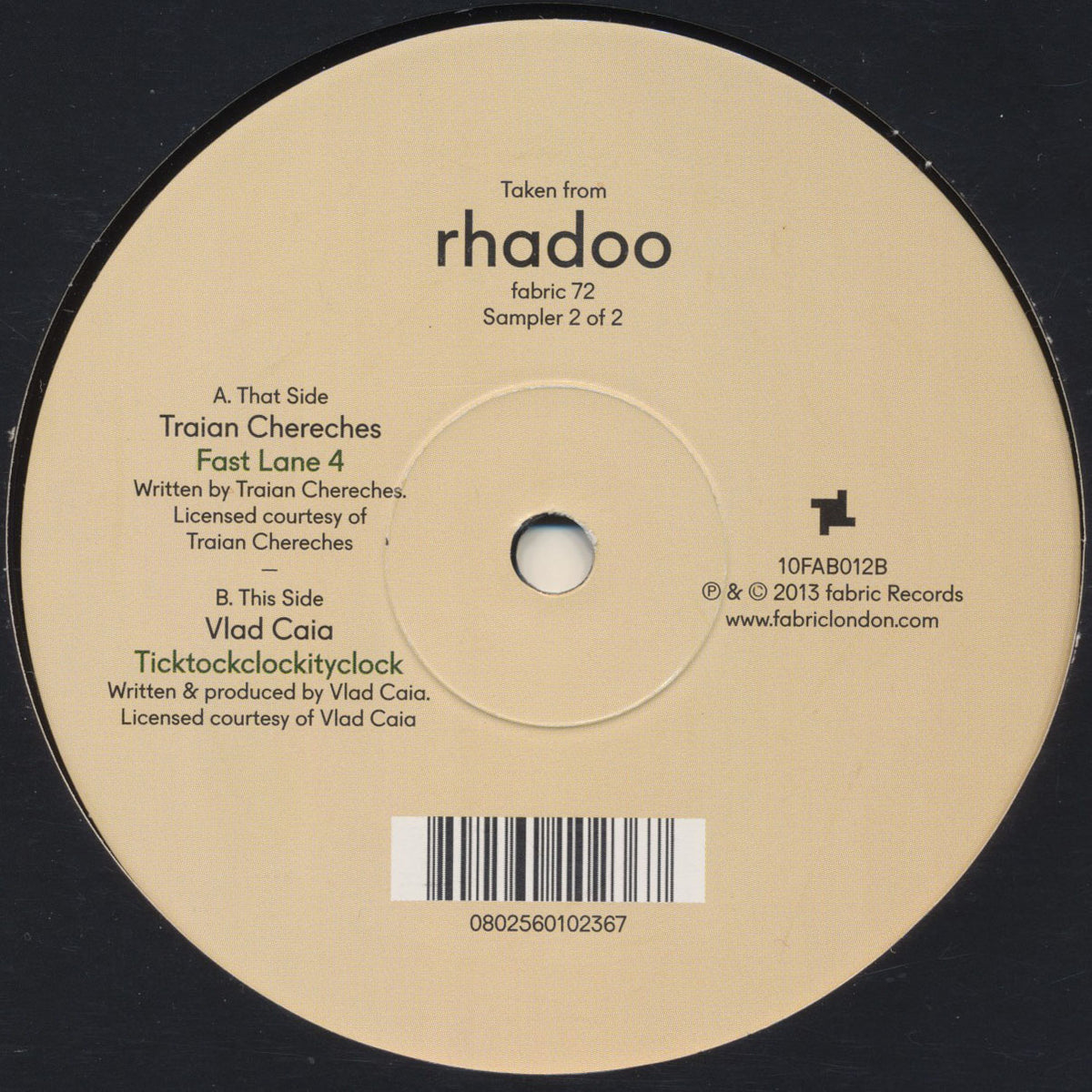 Traian Chereches / Vlad Caia – Fabric 72: 10" Vinyl Sampler 2