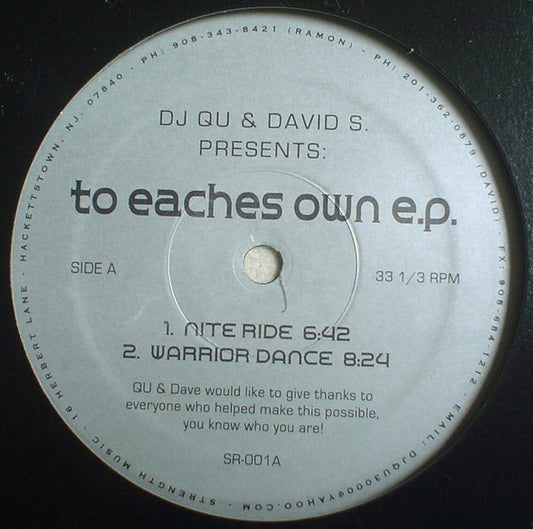 DJ Qu & David S. – To Eaches Own E.P.