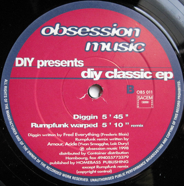 Various ‎– Obsession Music Presents Diy Classic EP